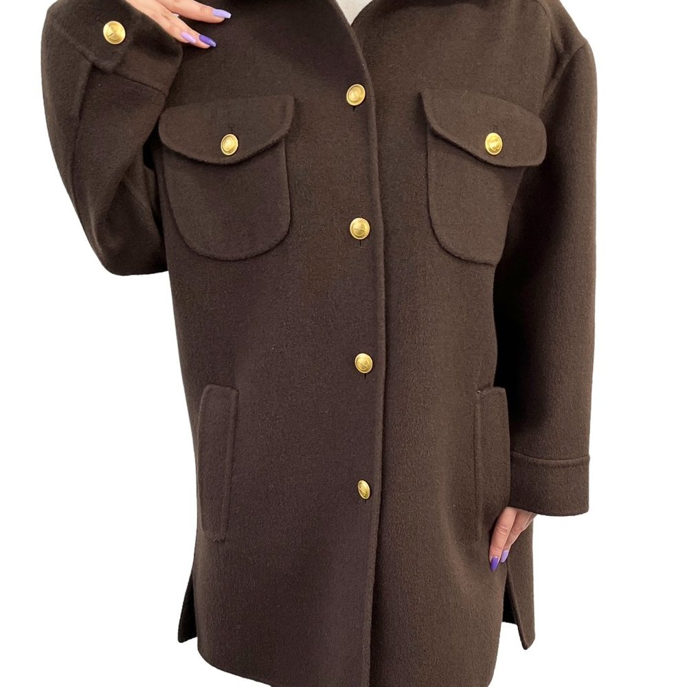 GUCCI Vintage  Interlocking Coat Brown Gold  Oversized - Picture 5 of 14